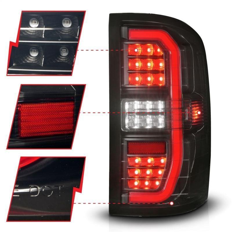 ANZO 14-18 GMC Sierra 1500 Full LED Taillights Black Housing Smoke Lens (w/C Light Bars) - SMINKpower Performance Parts ANZ311465 ANZO