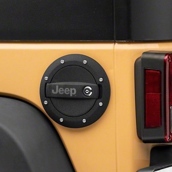 Officially Licensed Jeep 07-18 Jeep Wrangler JK Locking Fuel Door w/ Engraved Jeep Logo - SMINKpower Performance Parts OLJJ157748 Officially Licensed Jeep