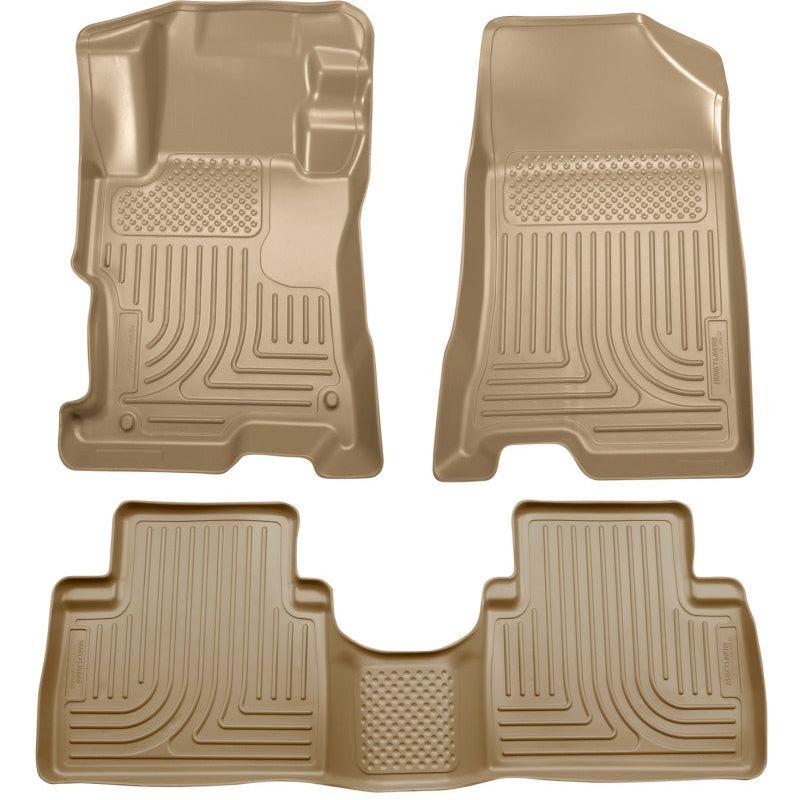 Husky Liners 08-12 Honda Accord (4DR) WeatherBeater Combo Tan Floor Liners (One Piece for 2nd Row)-Floor Mats - Rubber-Husky Liners-HSL98403-SMINKpower Performance Parts