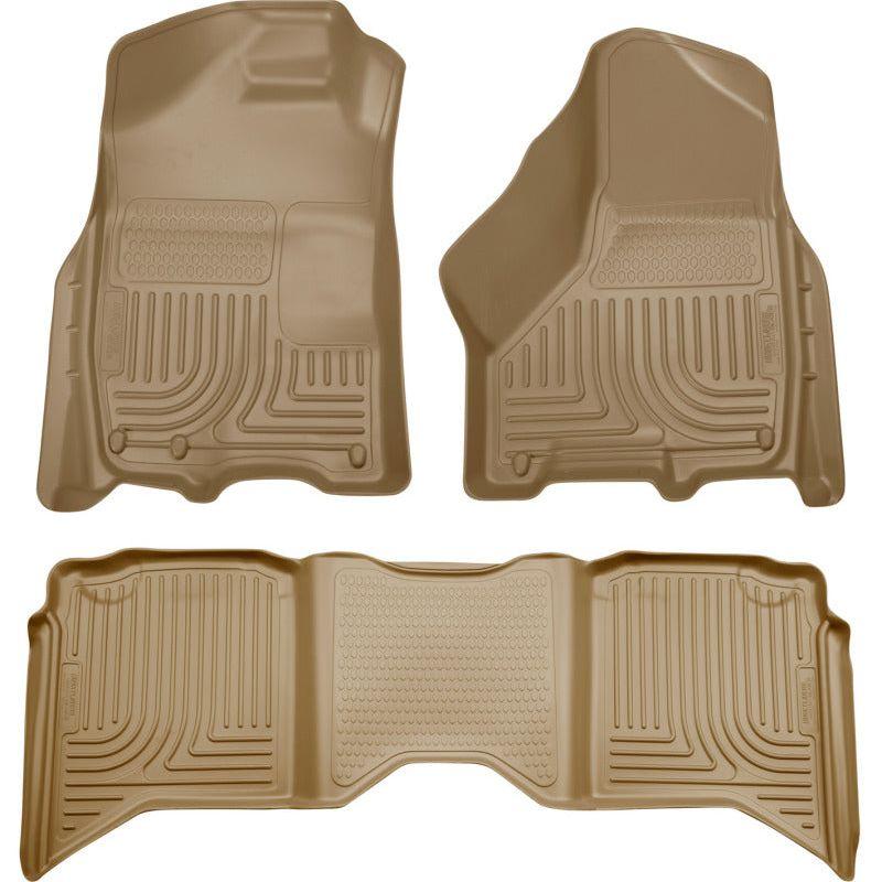 Husky Liners 2012 Dodge Ram 1500/2500/3500 Crew Cab WeatherBeater Combo Tan Floor Liners-Floor Mats - Rubber-Husky Liners-HSL99003-SMINKpower Performance Parts