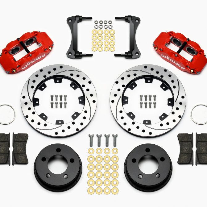 Wilwood Narrow Superlite 4R Front Kit 12.19in Drilled Red 87-89 Jeep YJ - SMINKpower Performance Parts WIL140-12576-DR Wilwood