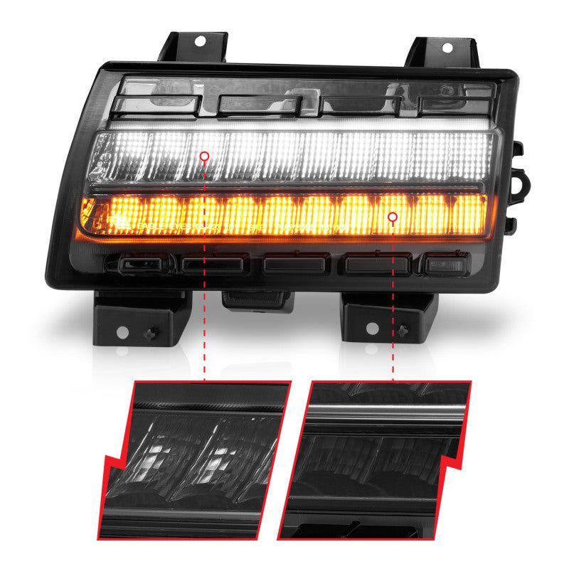 ANZO 2018-2021 Jeep Wrangler LED Side Markers Chrome Housing Smoke Lens w/ Seq. Signal Low Config-Lights Corner-ANZO-ANZ511087-SMINKpower Performance Parts
