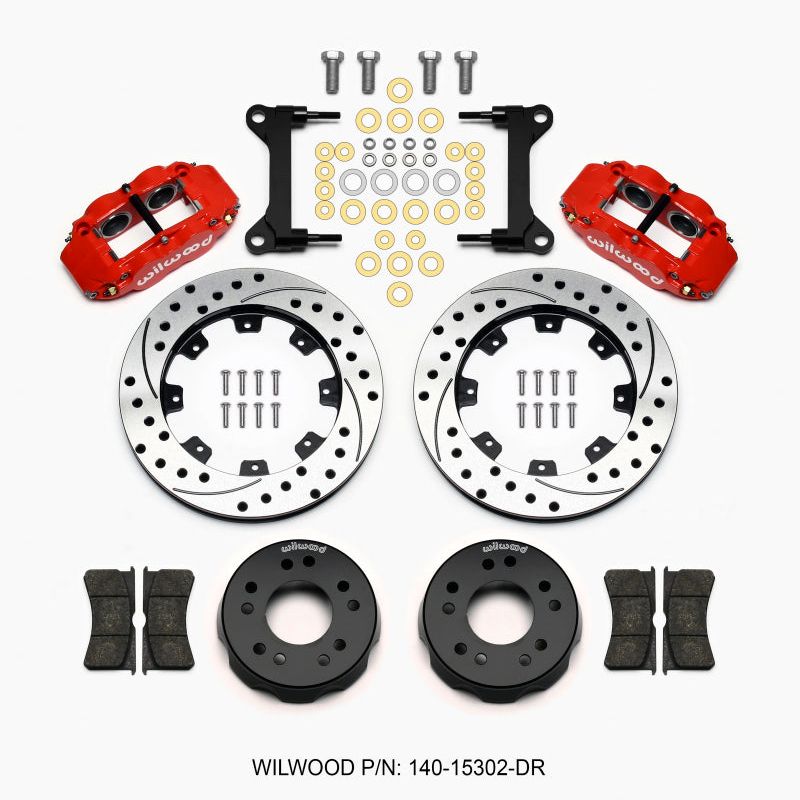 Wilwood Narrow Superlite 6R Front Kit 12.19in Drilled Red 63-87 C10 w/ Wilwood Pro Spindles - SMINKpower Performance Parts WIL140-15302-DR Wilwood