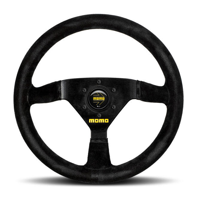 Momo MOD69 Steering Wheel 350 mm - Black Suede/Black Spokes - SMINKpower Performance Parts MOMR1913/35S MOMO