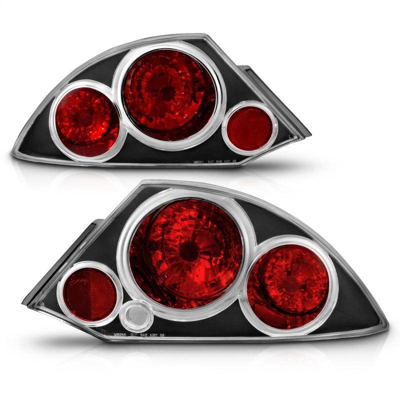 ANZO 2000-2005 Mitsubishi Eclipse Taillights Black-Tail Lights-ANZO-ANZ221081-SMINKpower Performance Parts