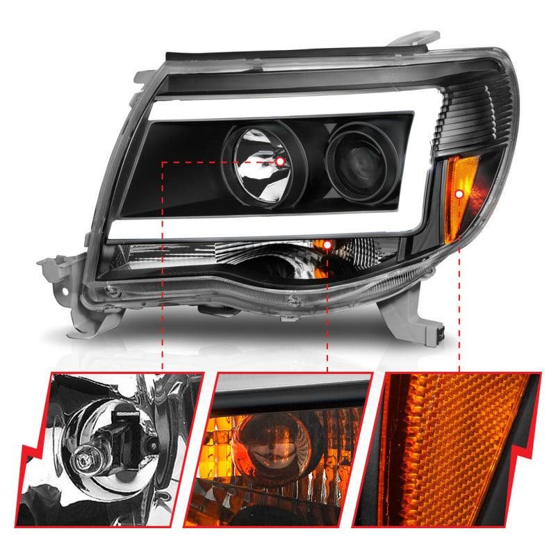 ANZO 05-09 Toyota Tacoma Projector Light Bar Style Headlights w/ C Light Bar - SMINKpower Performance Parts ANZ111517 ANZO