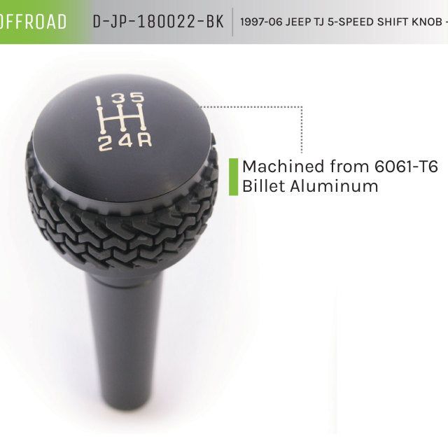 DV8 Offroad 1997-06 Jeep TJ 5-Speed Shift Knob And Lever Black - SMINKpower Performance Parts DVED-JP-180022-BK DV8 Offroad