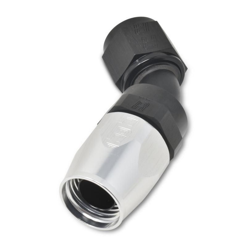 Russell Performance -6 AN Black/Silver 45 Degree Full Flow Hose End - SMINKpower Performance Parts RUS610093 Russell