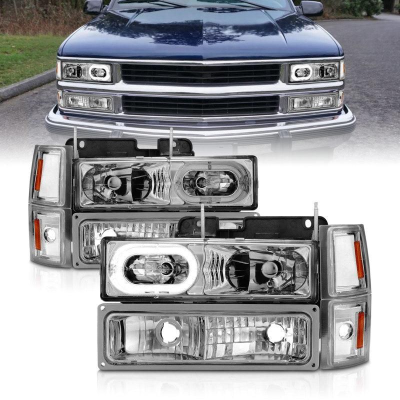 ANZO 88-98 Chevrolet C1500 Crystal Headlights Chrome Housing w/ Signal and Side Marker Lights - SMINKpower Performance Parts ANZ111508 ANZO