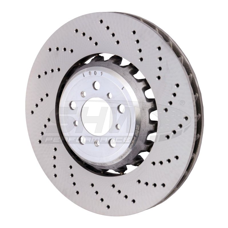 SHW 13-16 BMW M5 4.4L Right Front Cross-Drilled Lightweight Brake Rotor (34112284102) - SMINKpower Performance Parts SHWBFR48161 SHW Performance