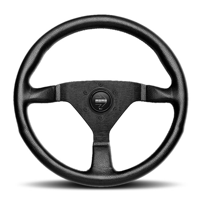 Momo Montecarlo Steering Wheel 320 mm - Black Leather/Black Stitch/Black Spokes - SMINKpower Performance Parts MOMMCL32BK1B MOMO