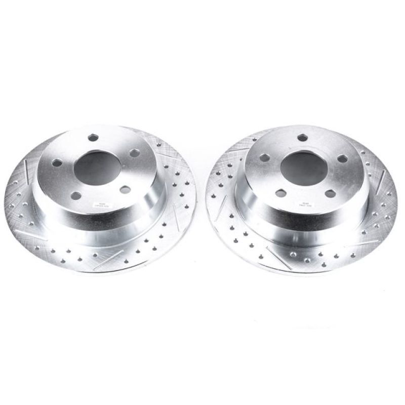 Power Stop 99-04 Jeep Grand Cherokee Rear Evolution Drilled & Slotted Rotors - Pair - SMINKpower Performance Parts PSBAR8743XPR PowerStop