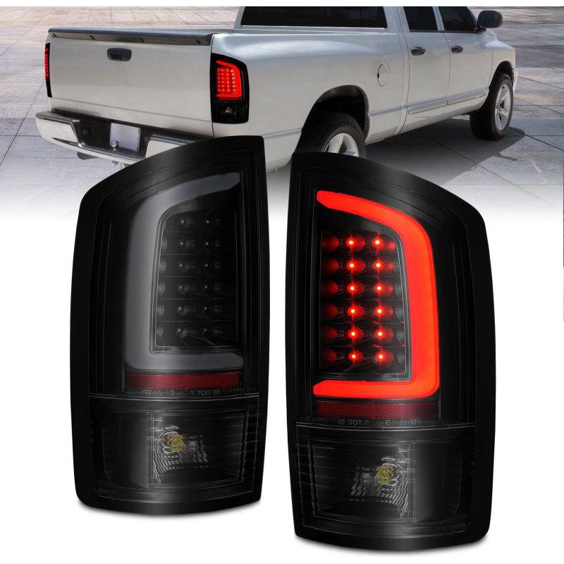 ANZO 2002-2006 Dodge Ram 1500 LED Tail Lights w/ Light Bar Black Housing Smoke Lens-Tail Lights-ANZO-ANZ311369-SMINKpower Performance Parts