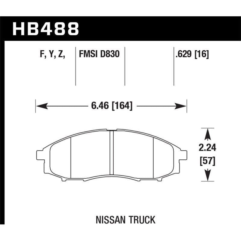 Hawk 00-04 Nissan Xtrerra / 03-04 Nissan Frontier LTS Street Front Brake Pads - SMINKpower Performance Parts HAWKHB488Y.629 Hawk Performance