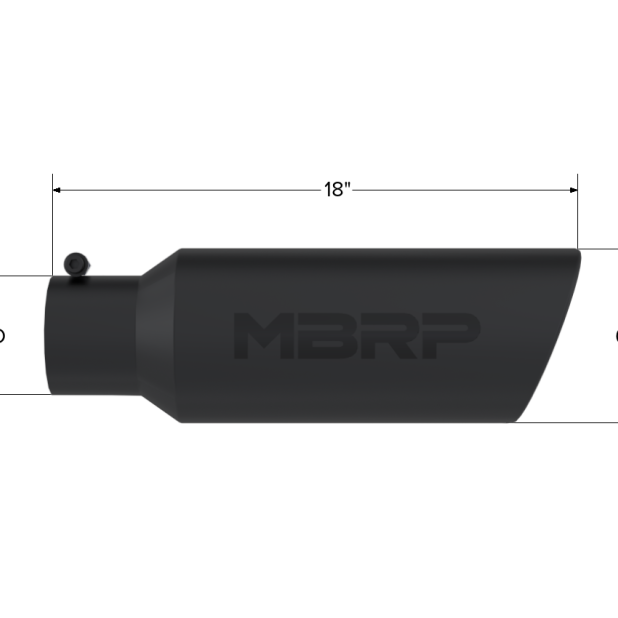 MBRP Universal Tip 6in OD Rolled End 4in Inlet 18in L Black Coated Exhaust Tip-Tips-MBRP-MBRPT5130BLK-SMINKpower Performance Parts