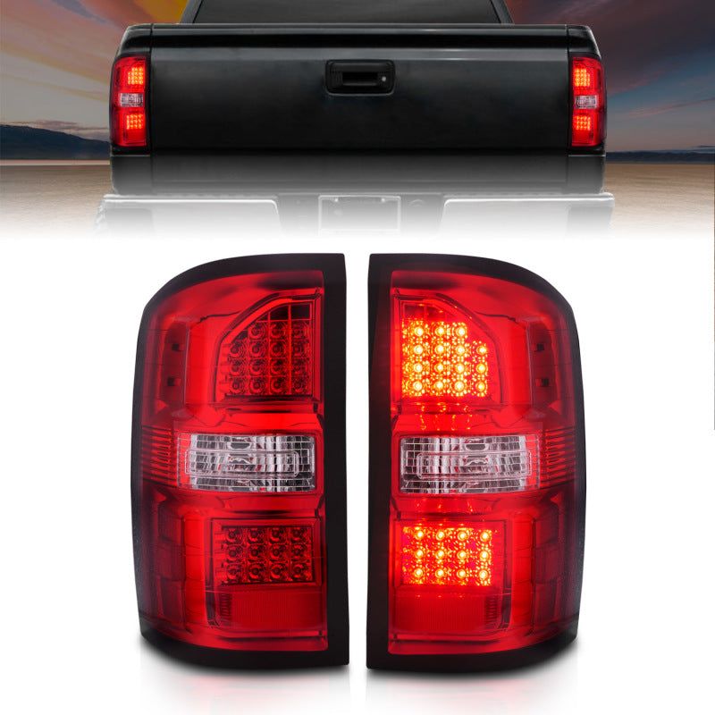 ANZO 2014-2018 GMC Sierra LED Tail Lights Black Housing Red/Clear Lens-Tail Lights-ANZO-ANZ311399-SMINKpower Performance Parts