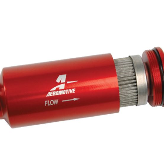 Aeromotive In-Line Filter - AN-10 size - 40 Micron SS Element - Red Anodize Finish-Fuel Filters-Aeromotive-AER12335-SMINKpower Performance Parts