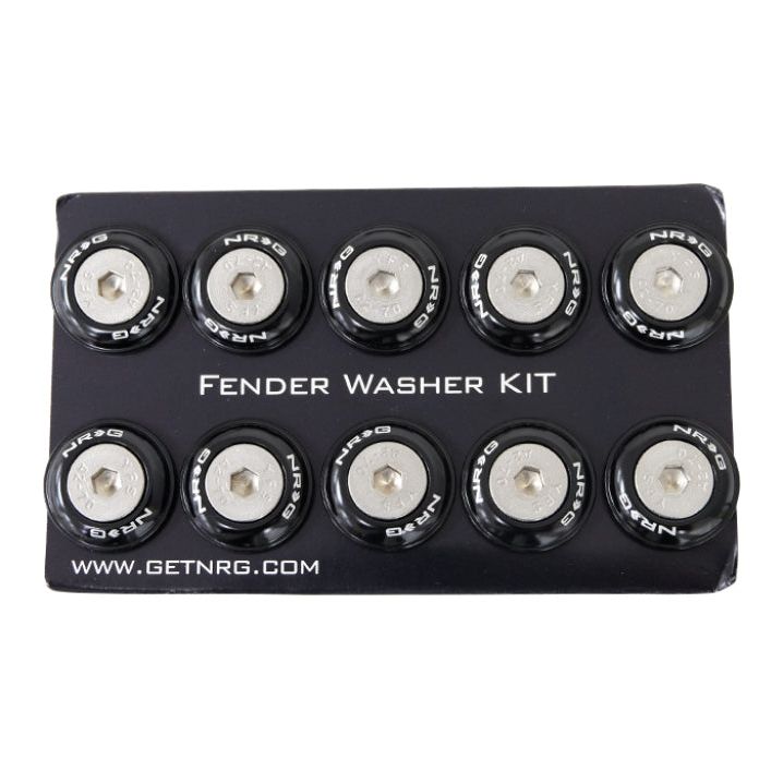 NRG Fender Washer Kit w/Rivets For Plastic (Black) - Set of 10-Hardware Kits - Other-NRG-NRGFW-100BK-SMINKpower Performance Parts