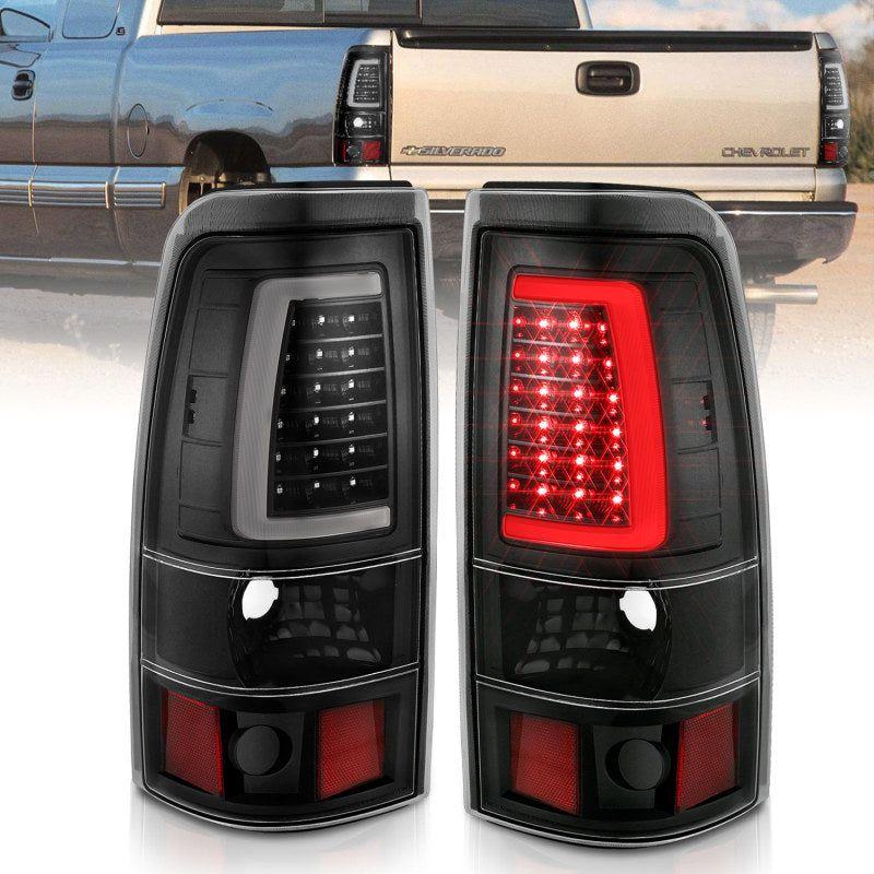 ANZO 1999-2002 Chevy Silverado 1500 LED Taillights Plank Style Black w/Clear Lens-Tail Lights-ANZO-ANZ311330-SMINKpower Performance Parts