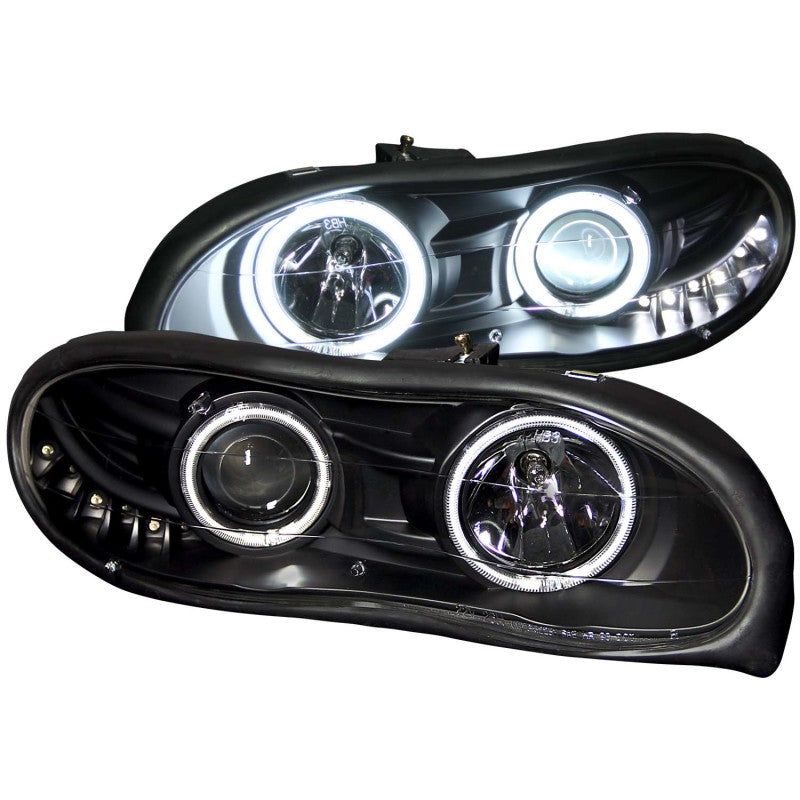 ANZO 1998-2002 Chevrolet Camaro Projector Headlights w/ Halo Black-Headlights-ANZO-ANZ121160-SMINKpower Performance Parts