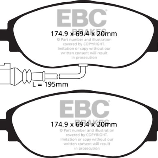 EBC 12+ Volkswagen CC 3.6 Ultimax2 Front Brake Pads - SMINKpower Performance Parts EBCUD1633 EBC