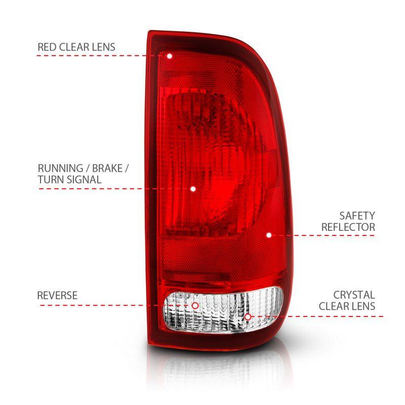 ANZO 1997-2003 Ford F-150 Taillight Red/Clear Lens (OE Replacement)-Tail Lights-ANZO-ANZ311307-SMINKpower Performance Parts