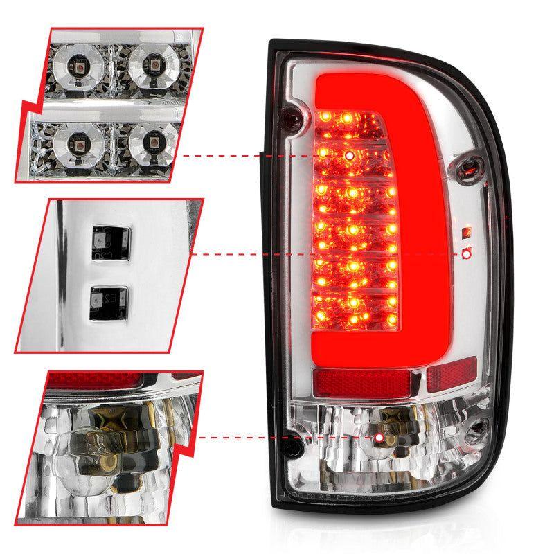 ANZO 95-00 Toyota Tacoma LED Taillights Chrome Housing Clear Lens (Pair)-Tail Lights-ANZO-ANZ311355-SMINKpower Performance Parts