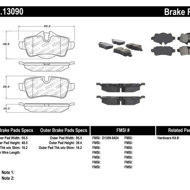 StopTech Performance 07-09 Mini Cooper/Cooper S Rear Brake Pads-Brake Pads - Performance-Stoptech-STO309.13090-SMINKpower Performance Parts