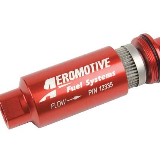 Aeromotive In-Line Filter - AN-10 size - 40 Micron SS Element - Red Anodize Finish-Fuel Filters-Aeromotive-AER12335-SMINKpower Performance Parts