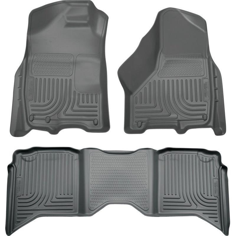 Husky Liners 2012 Dodge Ram 1500/2500/3500 Crew Cab WeatherBeater Combo Gray Floor Liners-Floor Mats - Rubber-Husky Liners-HSL99002-SMINKpower Performance Parts