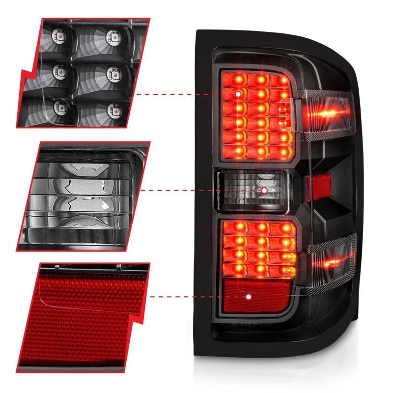 ANZO 15-19 Chevy Silverado 2500HD/3500HD (Factory Halogen Only) LED Tail Lights Black w/Clear Lens - SMINKpower Performance Parts ANZ311423 ANZO