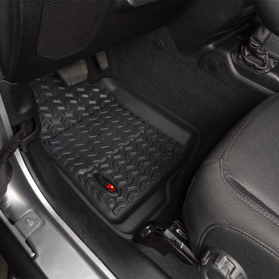 Rugged Ridge Floor Liner Front Black 2018-2020 Jeep Wrangler 2020 Gladiator JL / JT-Floor Mats - Rubber-Rugged Ridge-RUG12920.36-SMINKpower Performance Parts