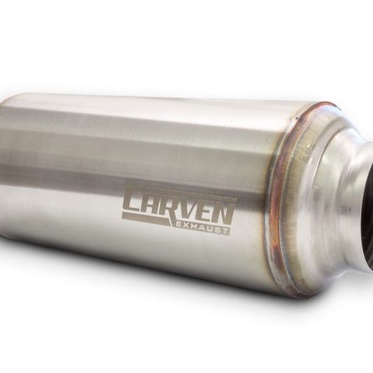 Carven Universal Carven-TR Performance Muffler 304SS 2.5in. Inlet / 15in. OL / 5in. OD - SMINKpower Performance Parts CRVCVESTR25 Carven Exhaust