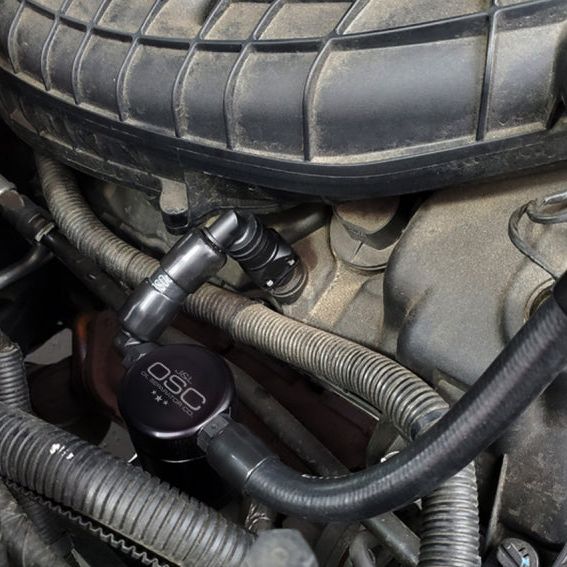 J&L 11-17 Ford Mustang V6 Passenger Side Oil Separator 3.0 V2 - Black Anodized-Oil Separators-J&L-JLT3050P-B-SMINKpower Performance Parts