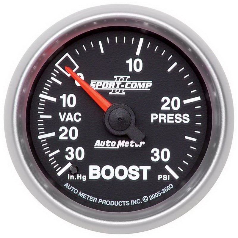 Autometer Sport-Comp II 52mm 30 PSI Mechanical Boost Vacumm Gauge-Gauges-AutoMeter-ATM3603-SMINKpower Performance Parts