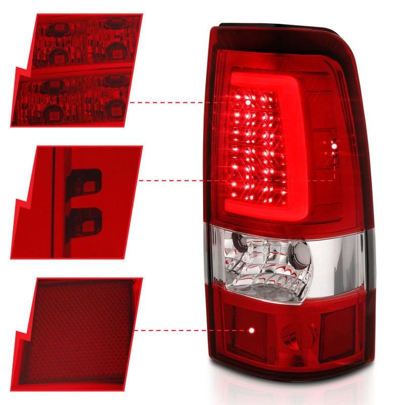 ANZO 2003-2006 Chevy Silverado 1500 LED Taillights Plank Style Chrome With Red/Clear Lens - SMINKpower Performance Parts ANZ311335 ANZO