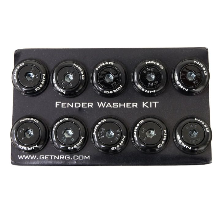 NRG Fender Washer Kit w/Color Matched M6 Bolt Rivets For Plastic (Black) - Set of 10 - SMINKpower Performance Parts NRGFW-150BK NRG