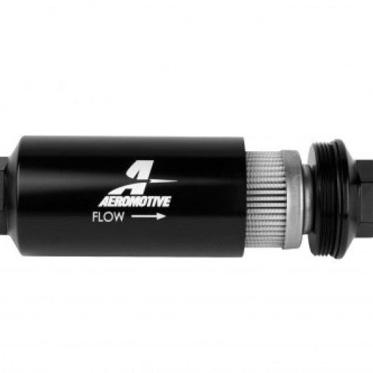 Aeromotive In-Line Filter - (AN-10) 100 Micron Stainless Steel Element Black Anodize Finish-Fuel Filters-Aeromotive-AER12389-SMINKpower Performance Parts