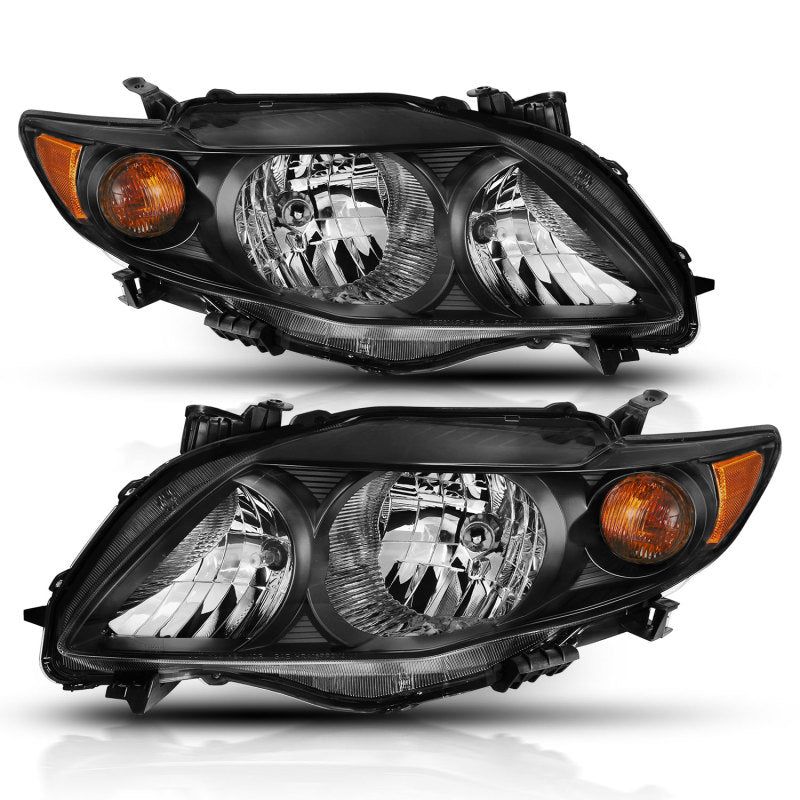 ANZO 2009-2010 Toyota Corolla Crystal Headlight Black Amber-Headlights-ANZO-ANZ121541-SMINKpower Performance Parts