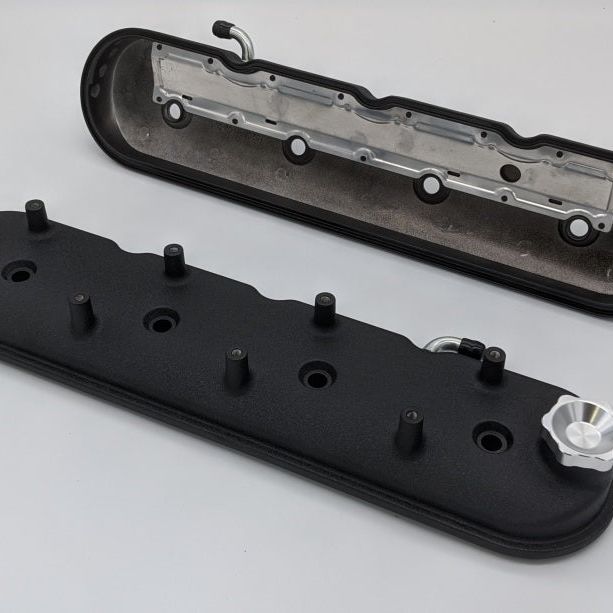 Granatelli 96-22 GM LS Standard Hieght Valve Cover w/Angled Coil Mount - Blk Wrinkle (Pair) - SMINKpower Performance Parts GMS640367 Granatelli Motor Sports