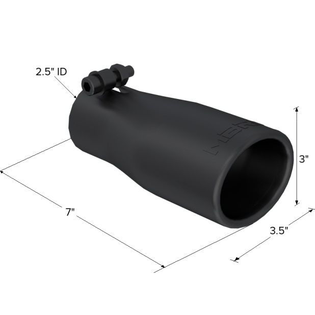 MBRP Universal Tip 2.5 O.D. Oval End 3.75 Inlet 10in length - Black Finish-Tips-MBRP-MBRPT5116BLK-SMINKpower Performance Parts