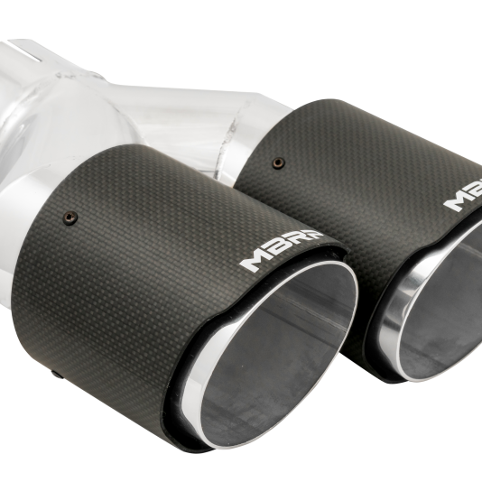 MBRP 3in ID / Dual 4in OD Out Staggered L 9.37in / R 9.87in Dual Wall Carbon Fiber Univ Exhaust Tip-Tips-MBRP-MBRPT5183CF-SMINKpower Performance Parts