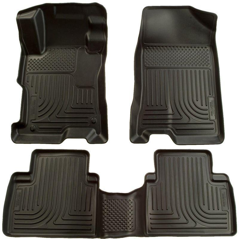 Husky Liners 09-12 Toyota Corolla/Matrix/Pontiac Vibe (FWD) WeatherBeater Combo Black Floor Liners-Floor Mats - Rubber-Husky Liners-HSL98531-SMINKpower Performance Parts