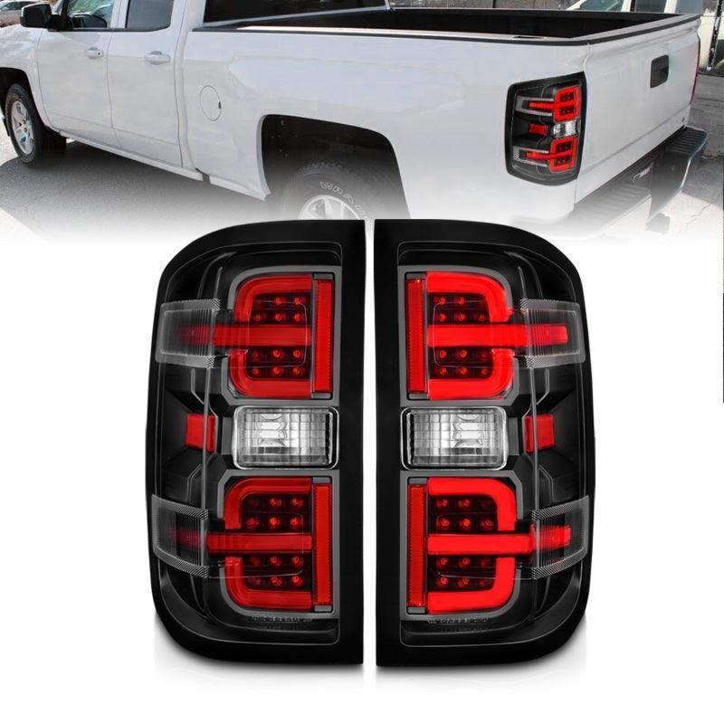 ANZO 15-19 Chevy Silverado 2500HD/3500HD (Halgn Only) LED Tail Lights w/Black Light Bar & Clear Lens - SMINKpower Performance Parts ANZ311425 ANZO