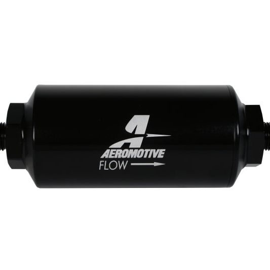 Aeromotive In-Line Filter - (AN-6 Male) 10 Micron Fabric Element Bright Dip Black Finish-Fuel Filters-Aeromotive-AER12347-SMINKpower Performance Parts