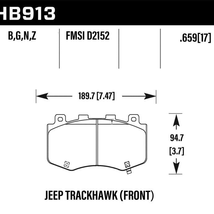 Hawk 18-19 Jeep Grand Cherokee Trackhawk HPS 5.0 Front Brake Pads - SMINKpower Performance Parts HAWKHB913B.659 Hawk Performance