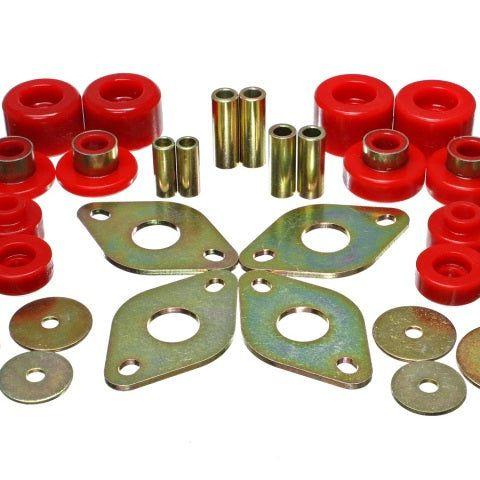 Energy Suspension 01-04 Toyota Pickup 2WD/4WD (Exc T-100/Tundra) Red Body Cab Mount Set-Bushing Kits-Energy Suspension-ENG8.4107R-SMINKpower Performance Parts