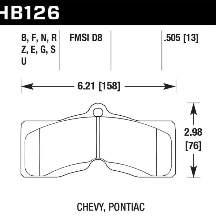 Hawk 78-82 Chevy Corvette H-10 Performance Front Brake Pads - SMINKpower Performance Parts HAWKHB126S.505 Hawk Performance
