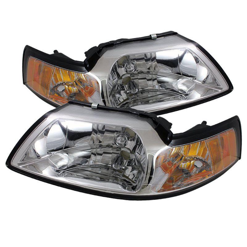 Xtune Ford MUStang 99-04 Amber Crystal Headlights Chrome HD-JH-FM99-AM-C-Headlights-SPYDER-SPY5064493-SMINKpower Performance Parts