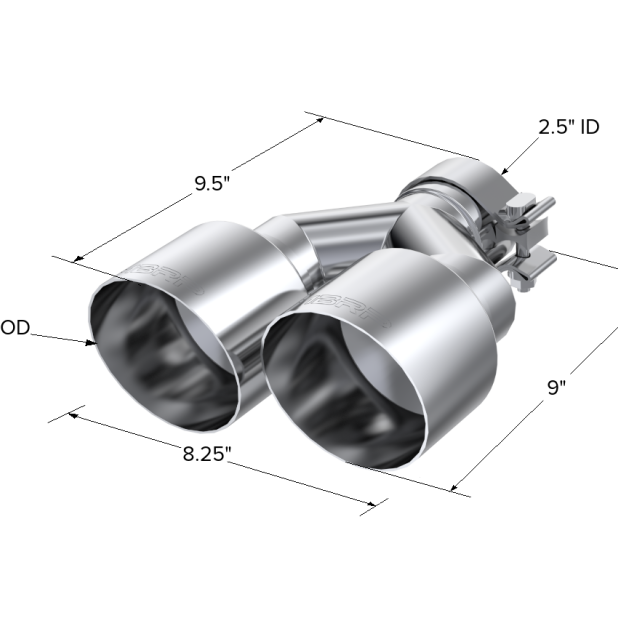 MBRP Universal T304 SS Dual Tip 4in OD/2.5in Inlet-Tips-MBRP-MBRPT5177-SMINKpower Performance Parts